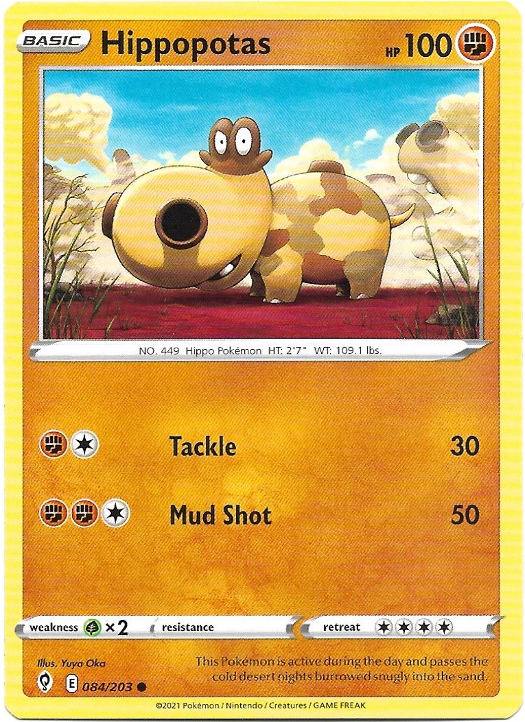 Hippopotas Pokemon Evolving Skies Trading Card 084/203