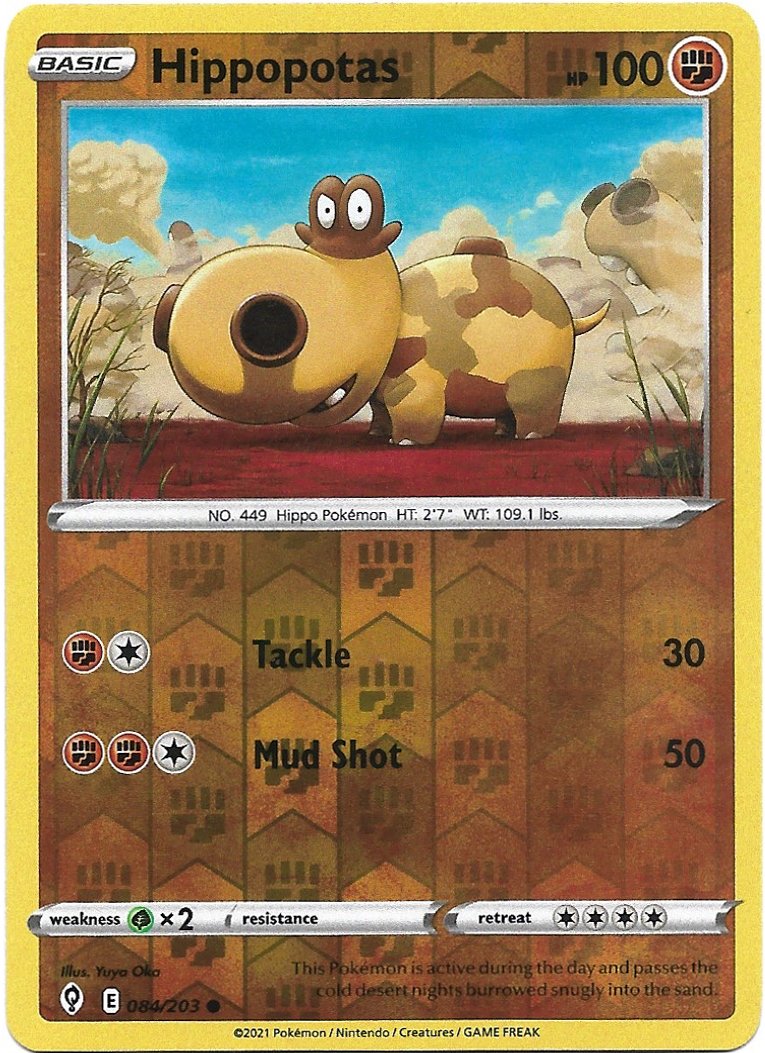 Hippopotas Pokemon Evolving Skies Reverse Holo Trading Card 084/203