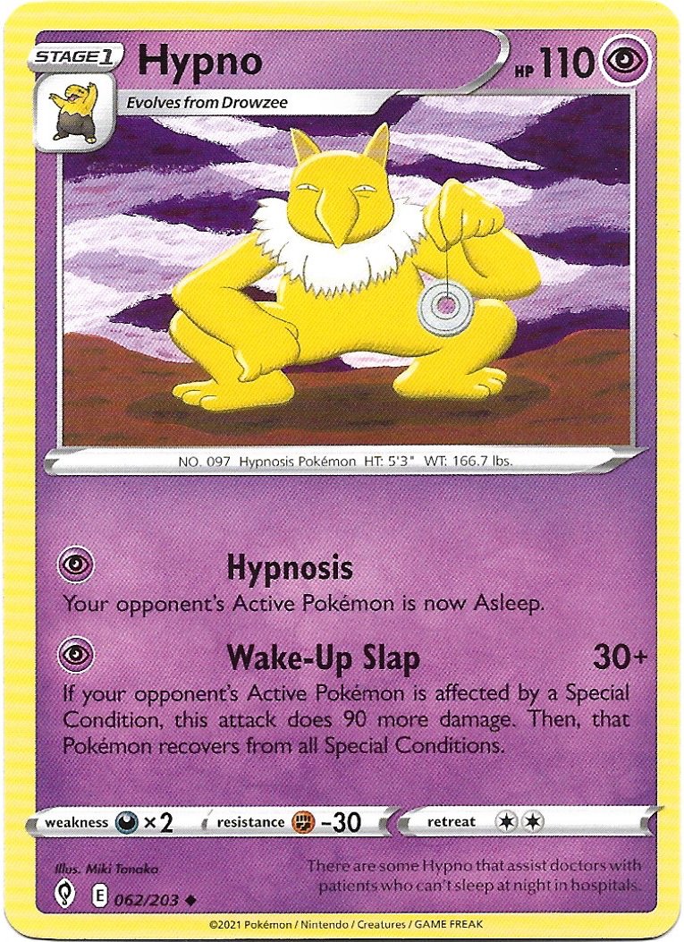 Hypno Pokemon Evolving Skies Trading Card 062/203