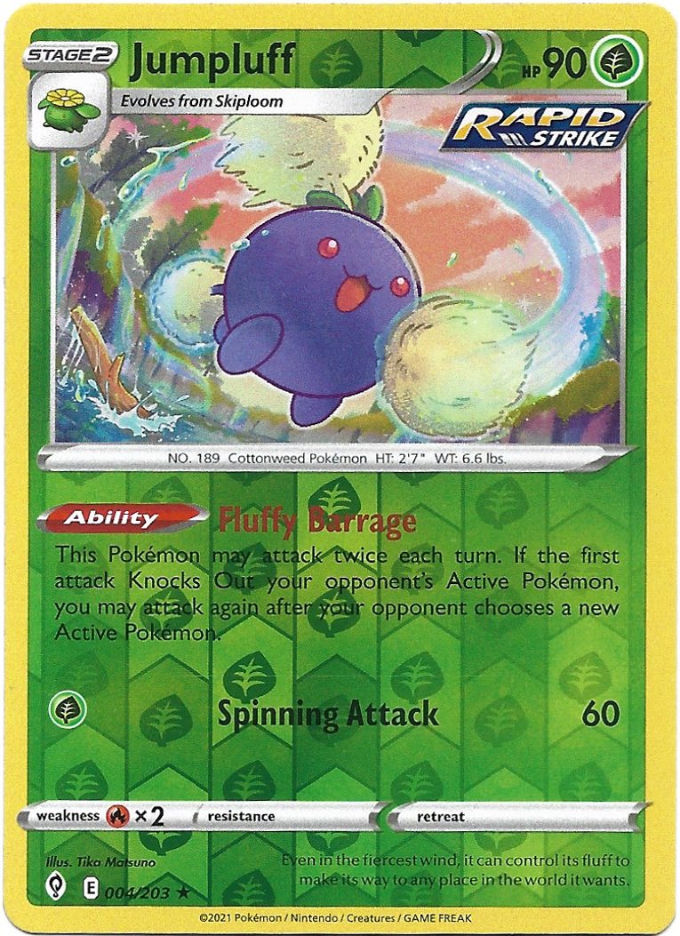 Jumpluff Pokemon Evolving Skies Reverse Holo Trading Card 004/203