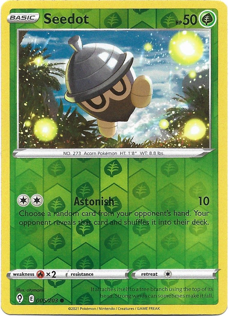 Seedot Pokemon Evolving Skies Reverse Holo Trading Card 005/203