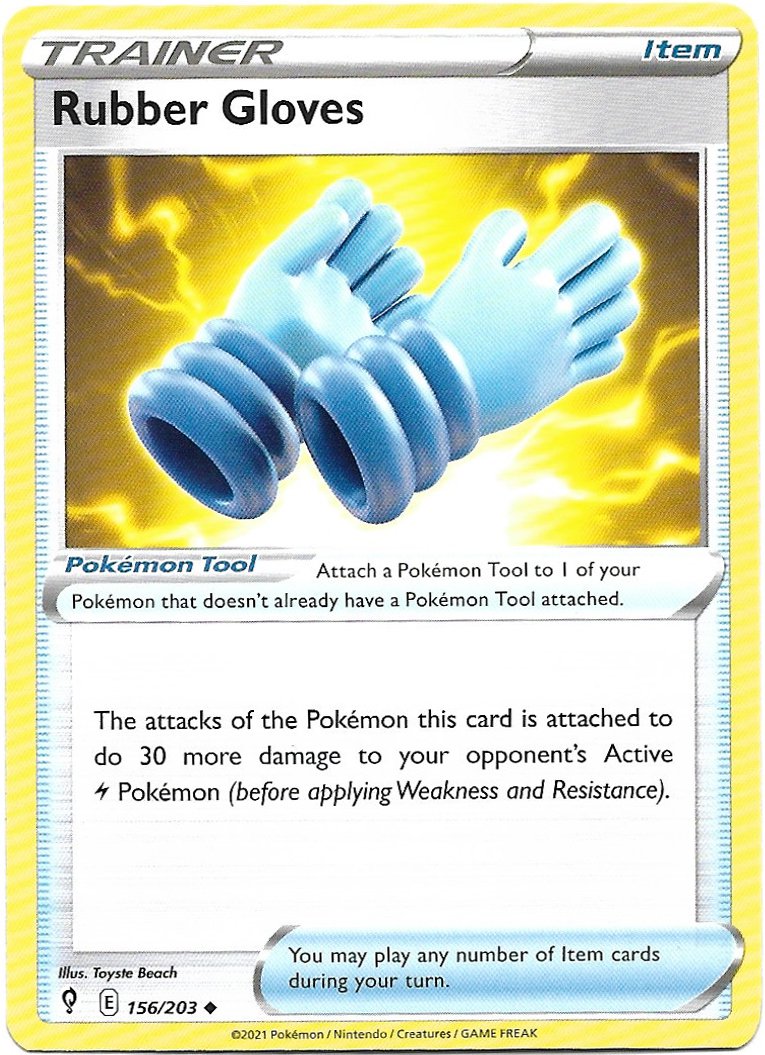 Trainer Rubber Gloves Pokemon Evolving Skies Trading Card 156/203