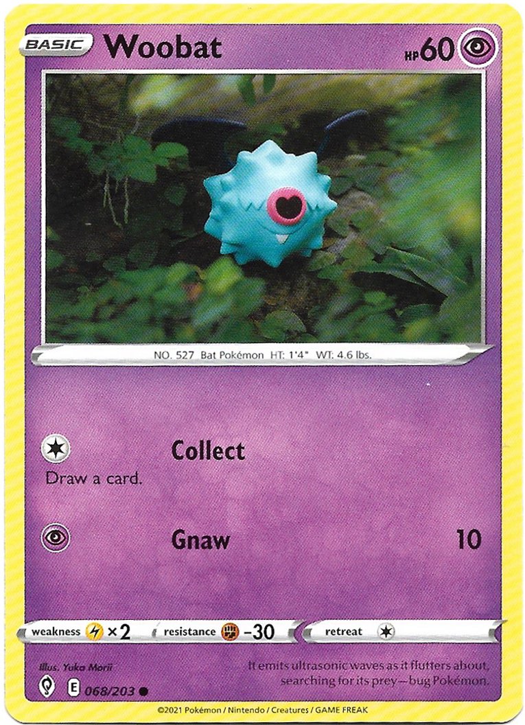 Woobat Pokemon Evolving Skies Trading Card 068/203