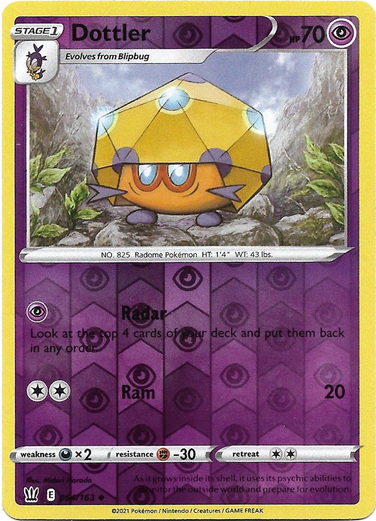 Dottler Reverse Foil Pokemon Battle Styles Trading Card 064/163