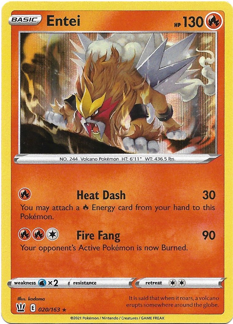 Entei Pokemon Battle Styles Trading Card 020/163