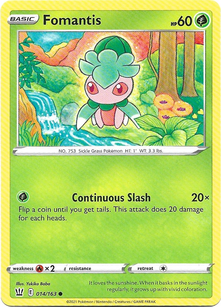 Fomantis Pokemon Battle Styles Trading Card 014/163