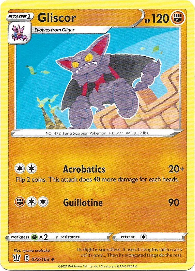 Gliscor Pokemon Battle Styles Trading Card 072/163