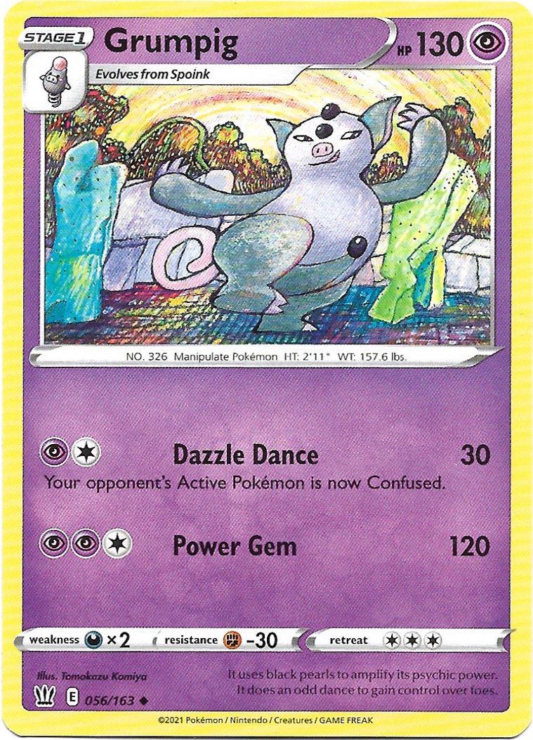 Grumpig Pokemon Battle Styles Trading Card 056/163