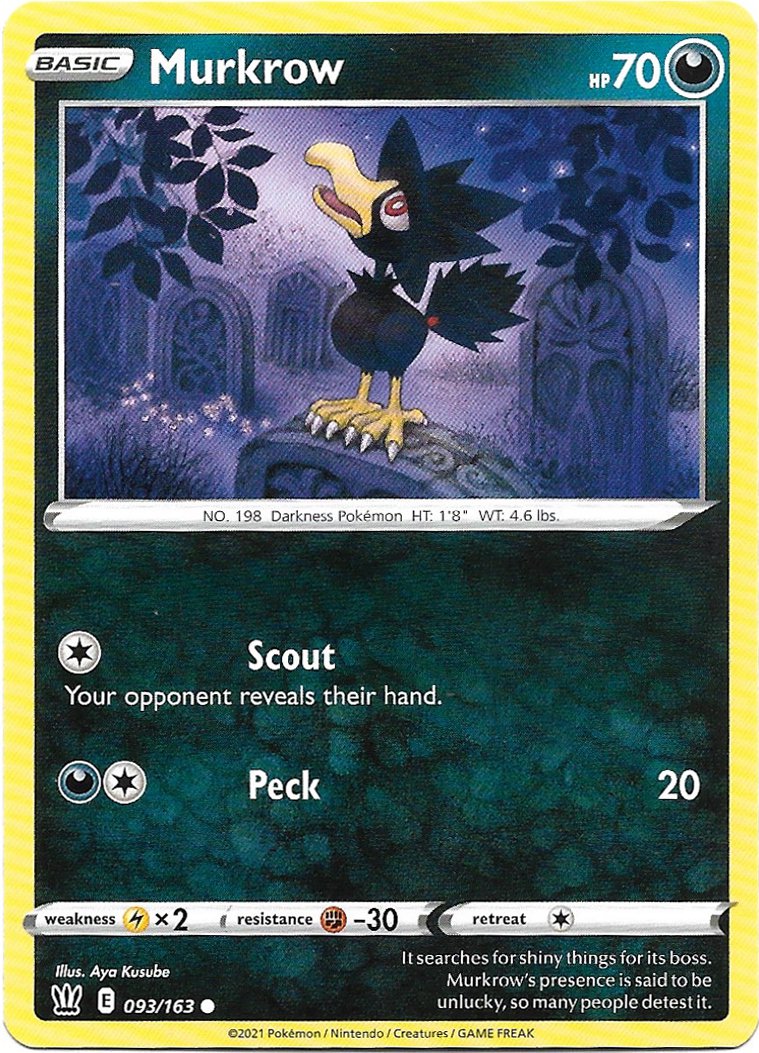 Murkrow Pokemon Battle Styles Trading Card 093/163
