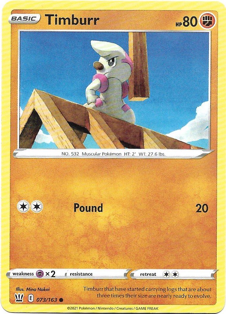 Timburr Pokemon Battle Styles Trading Card 073/163