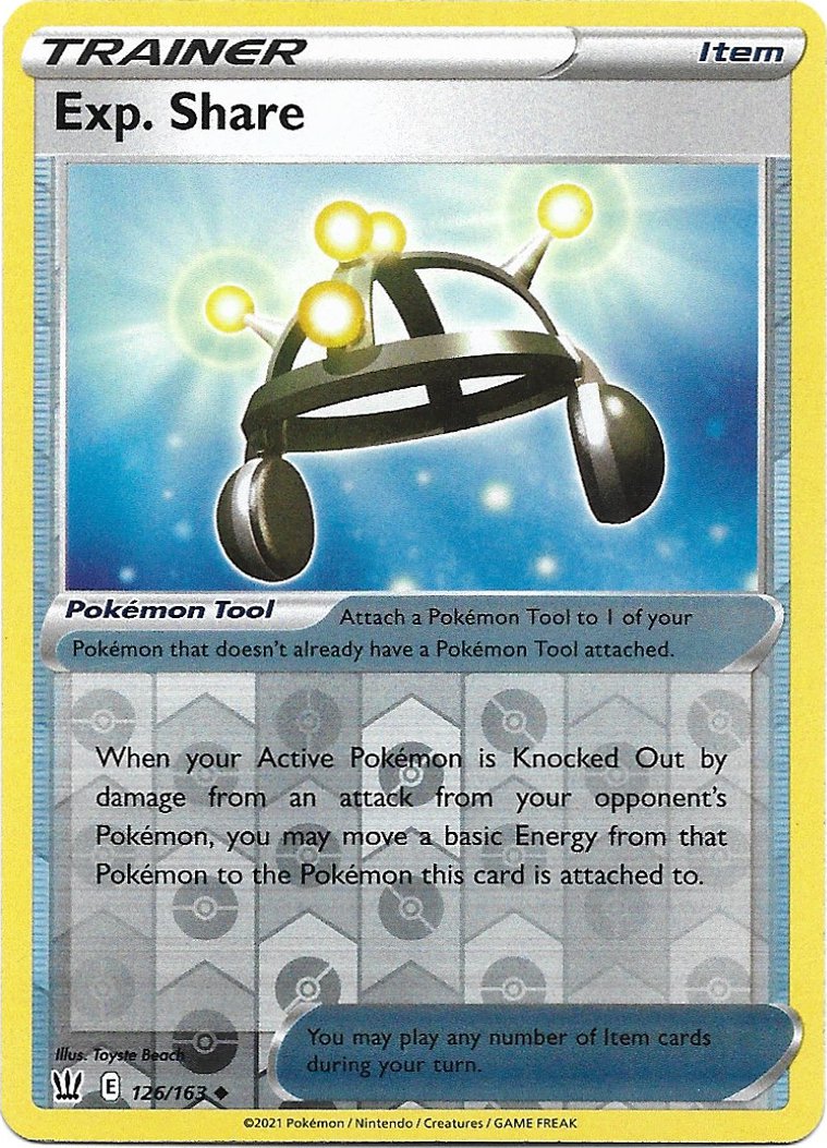 Trainer Exp. Share Reverse Foil Pokemon Battle Styles Trading Card 126/163