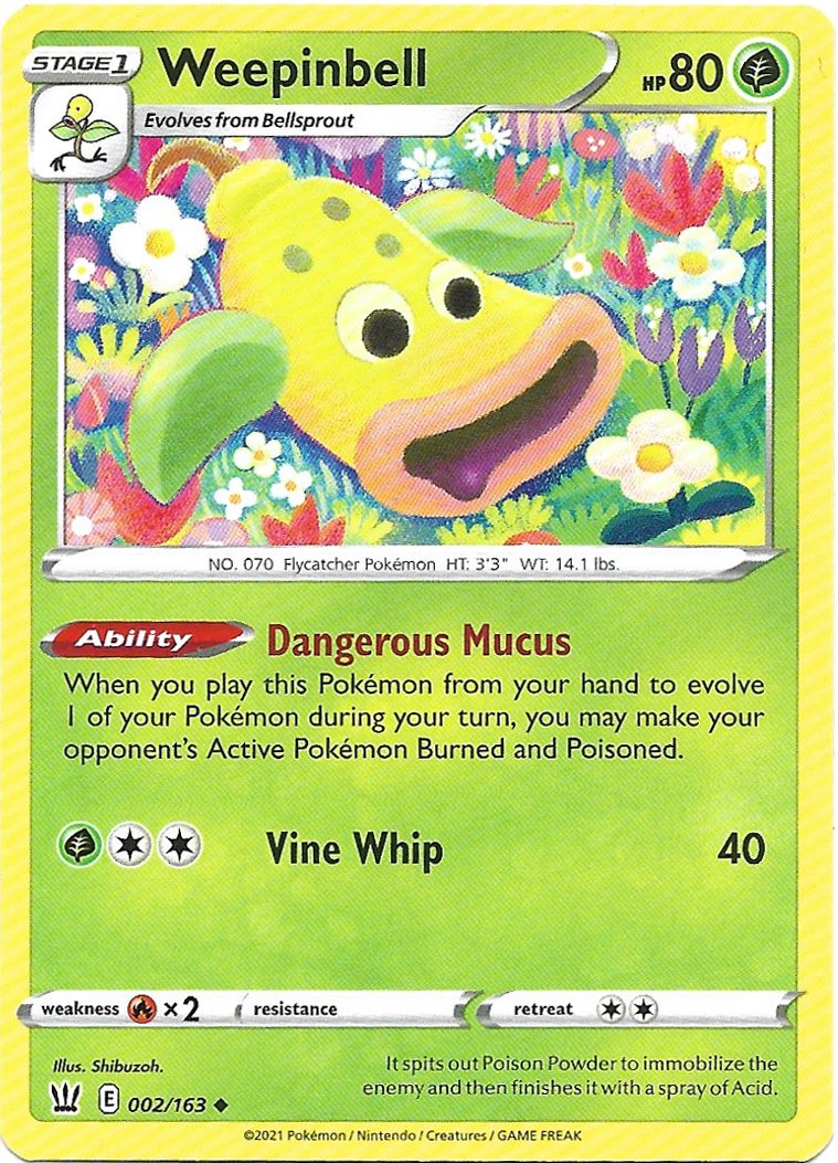 Weepingbell Pokemon Battle Styles Trading Card 002/163