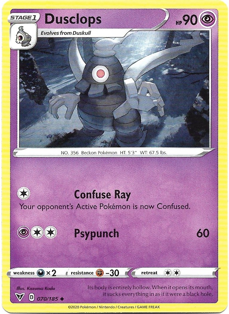 Dusclops 2020 Pokemon Sword & Shield Vivid Voltage Trading Card 070/185