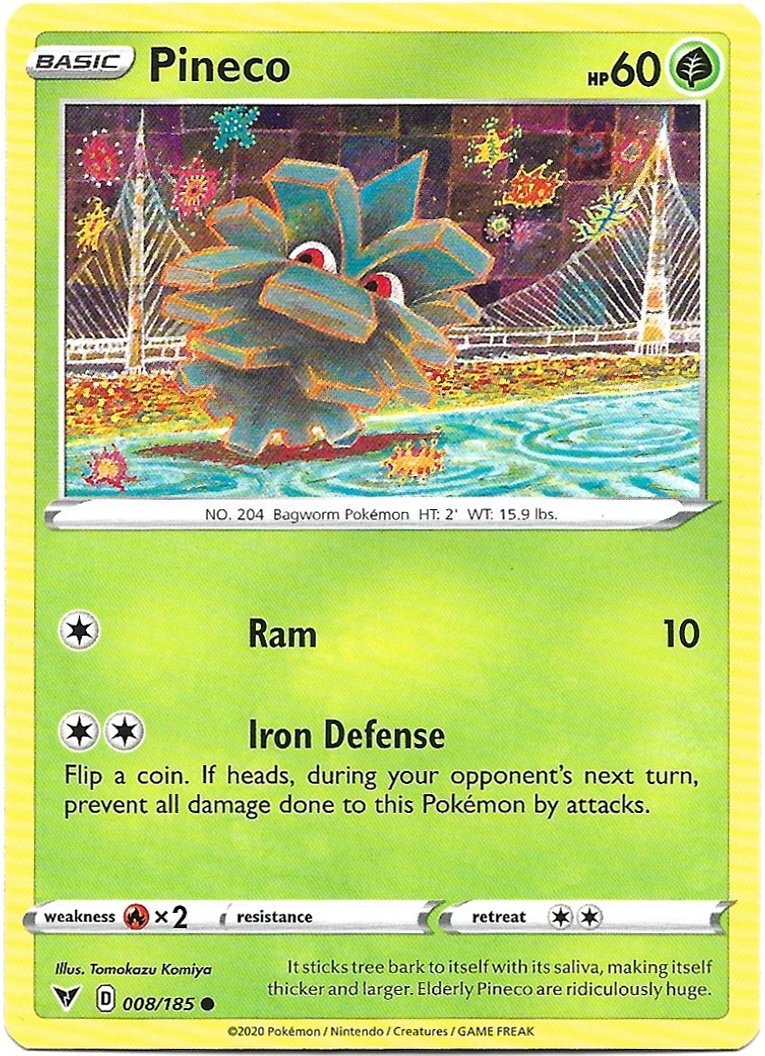 Pineco 2020 Pokemon Sword & Shield Vivid Voltage Trading Card 008/185