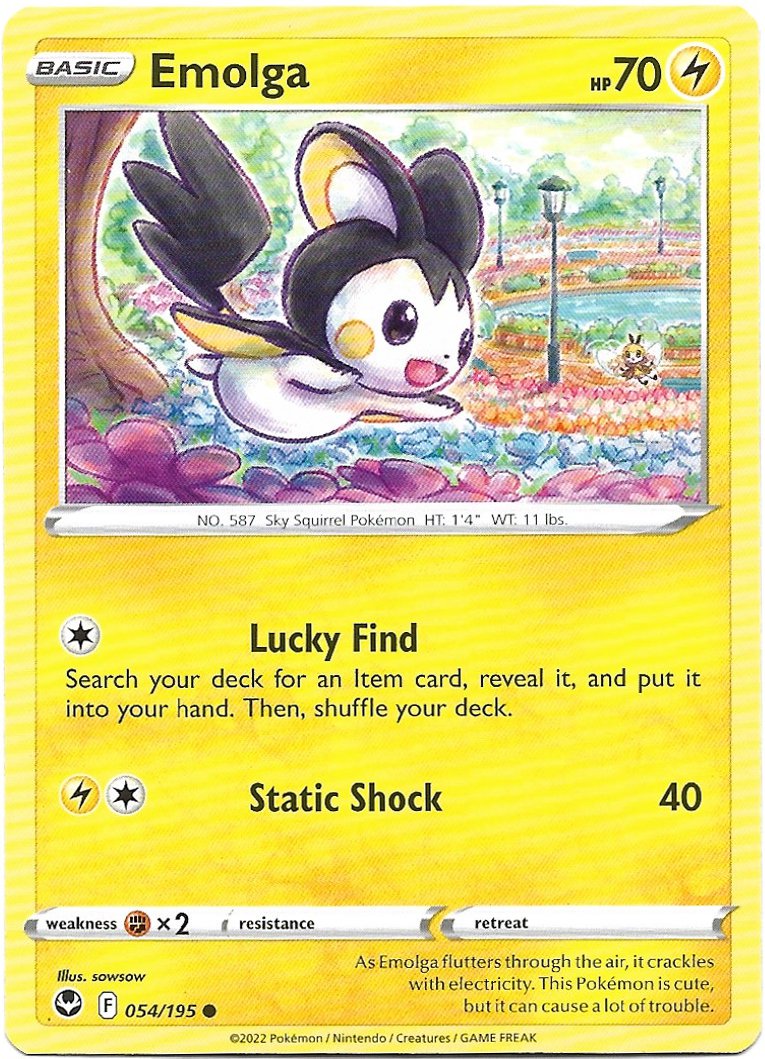 Emolga Pokemon Silver Tempest Trading Card 054/195