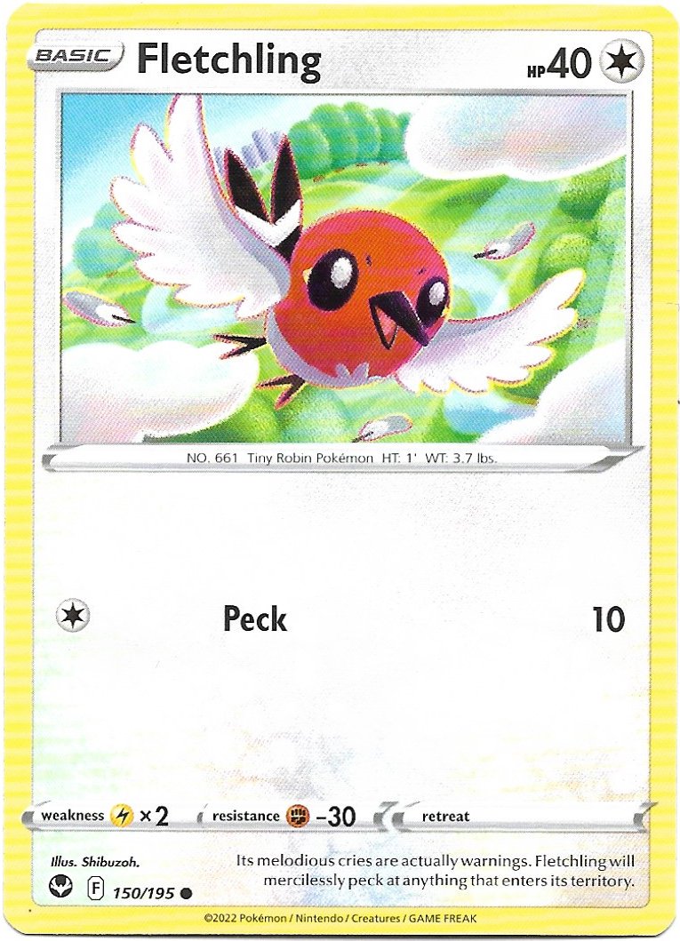 Fletchling Pokemon Silver Tempest Trading Card 150/195