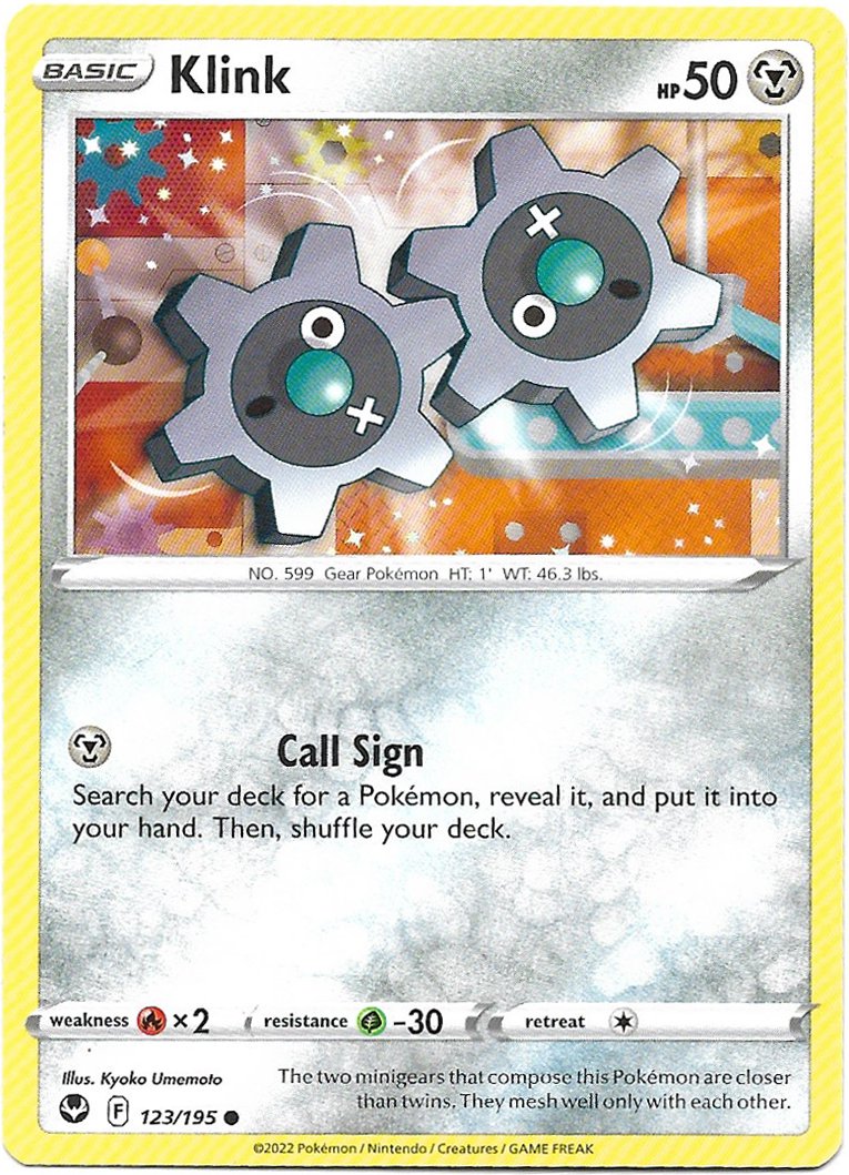 Klink Pokemon Silver Tempest Trading Card 123/195