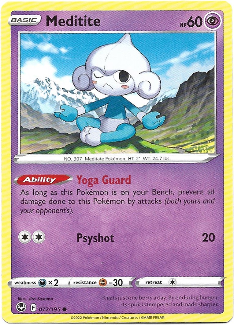 Meditie Pokemon Silver Tempest Trading Card 072/195