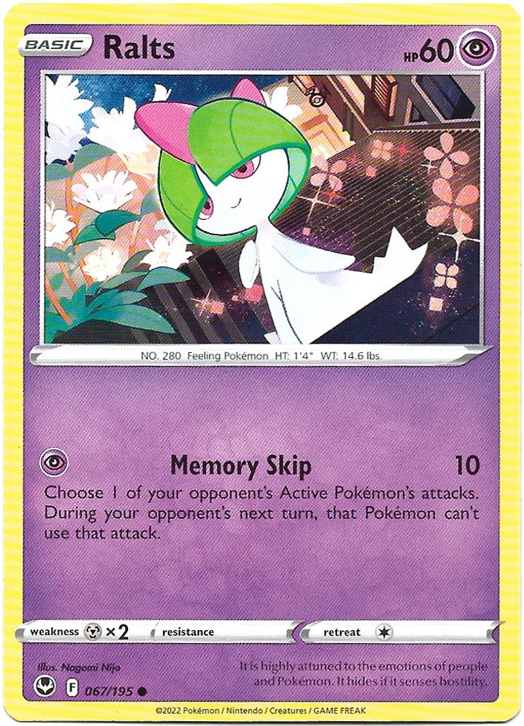 Ralts Pokemon Silver Tempest Trading Card 067/195