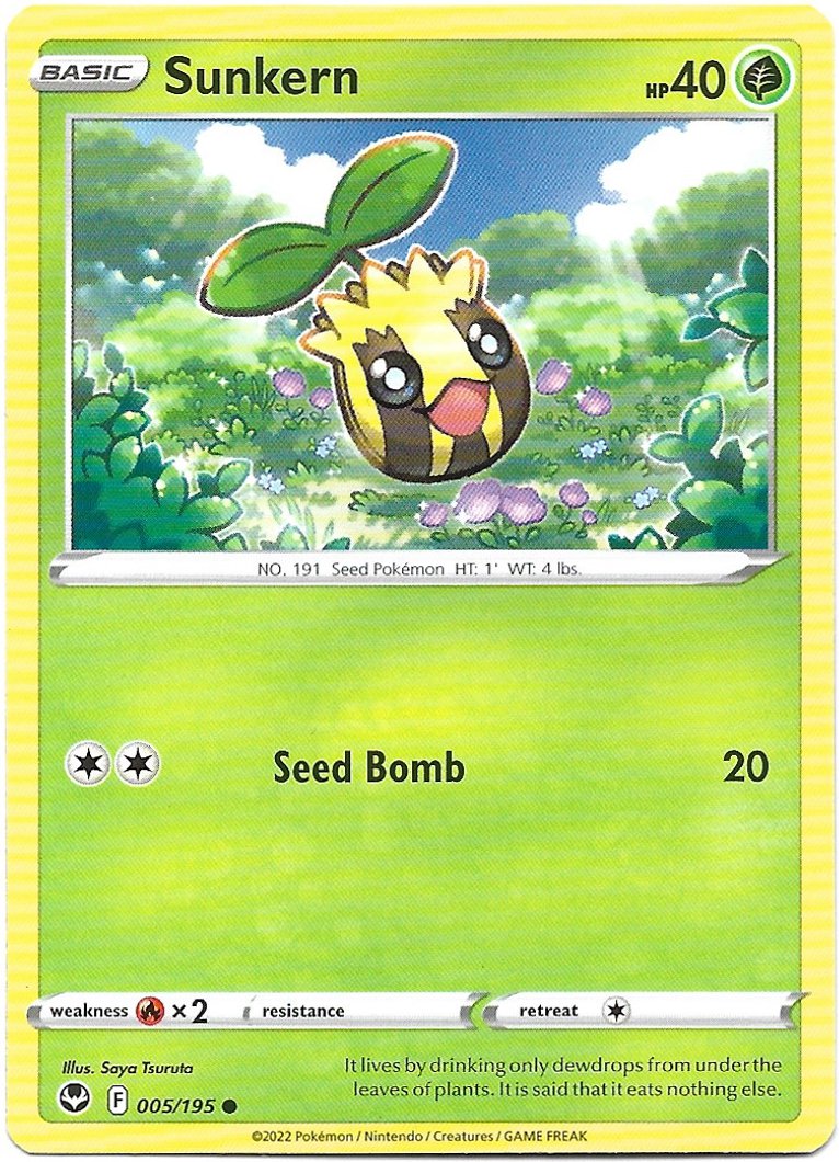 Sunkern Pokemon Silver Tempest Trading Card 005/195