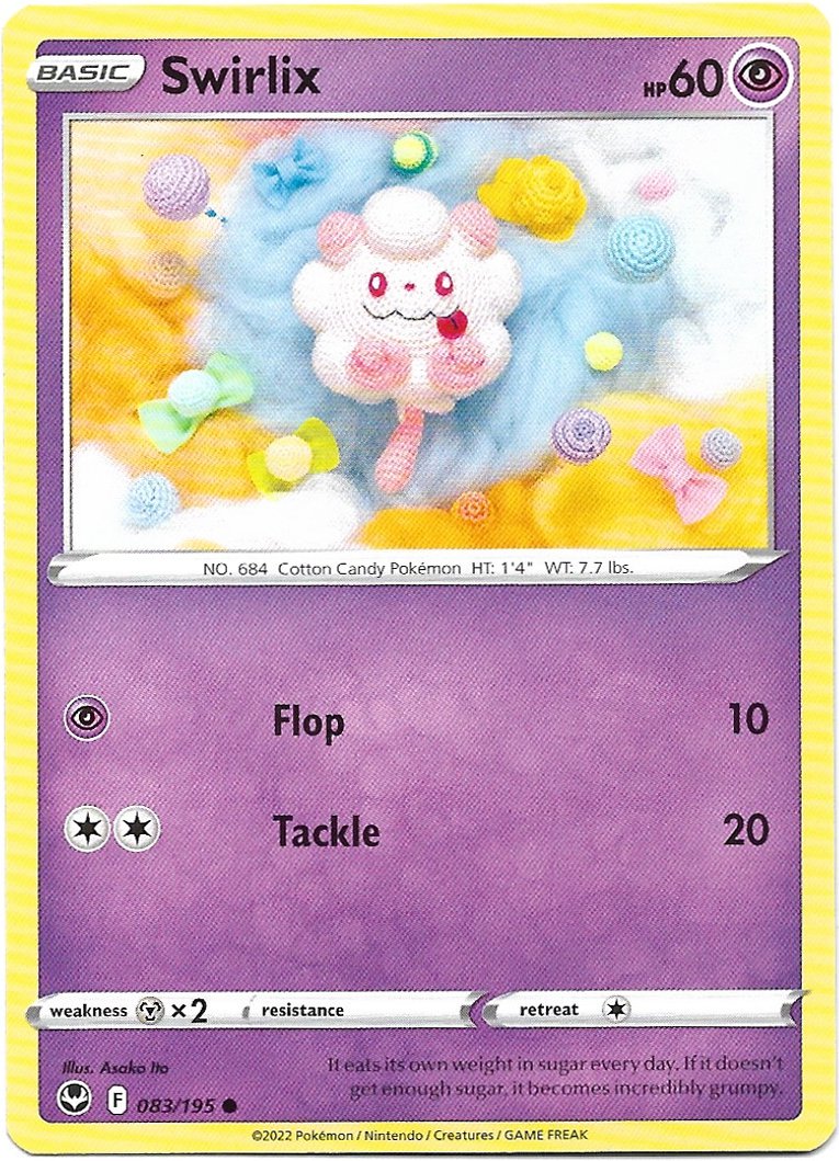 Swirlix Pokemon Silver Tempest Trading Card 083/195