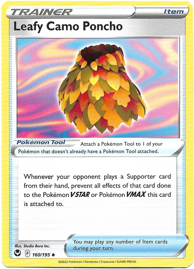 Trainer Leafy Camo Poncho Pokemon Silver Tempest Trading Card 160/195