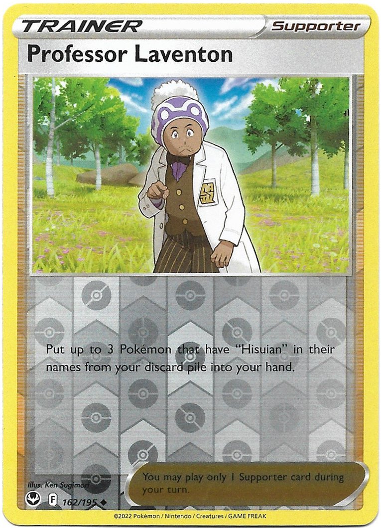 Trainer Professor Laventon Reverse Foil Pokemon Silver Tempest Trading Card 162/195