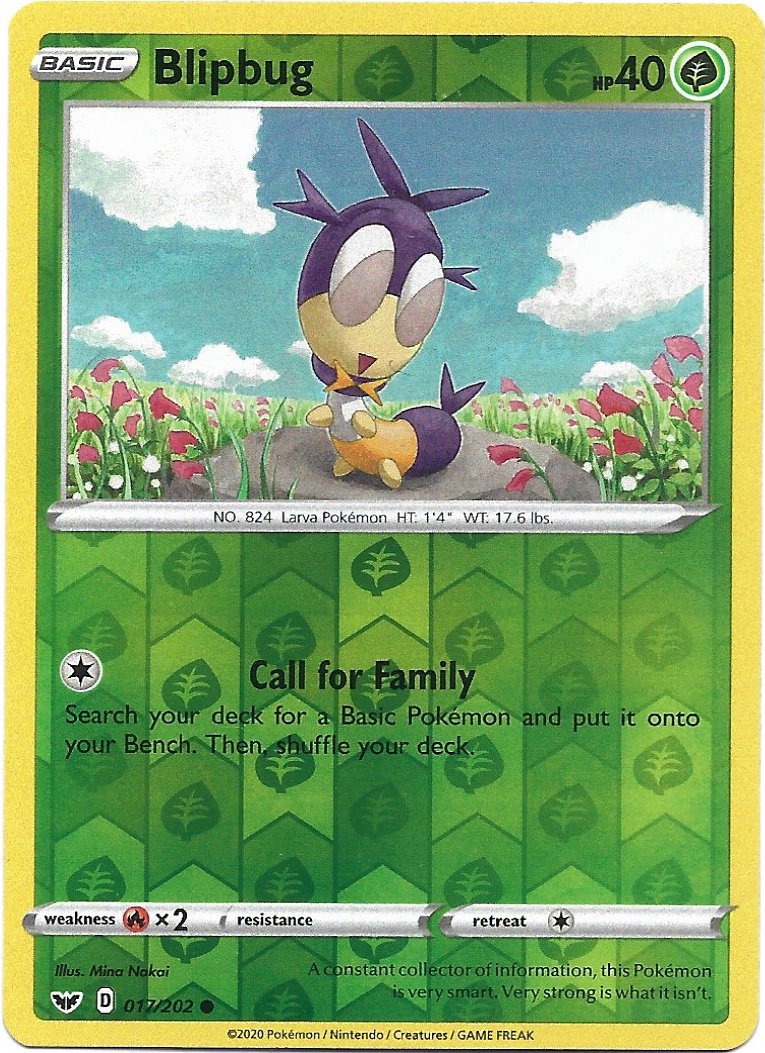 Blipbug Pokemon Shining Fates Reverse Foil Trading Card 017/202