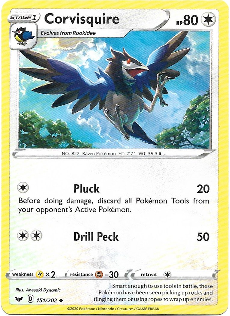 Corvisquire Pokemon Shining Fates Trading Card 151/202
