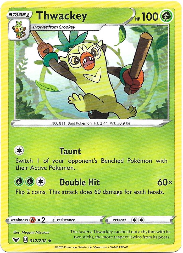Thwackey Pokemon Shining Fates Trading Card 012/202