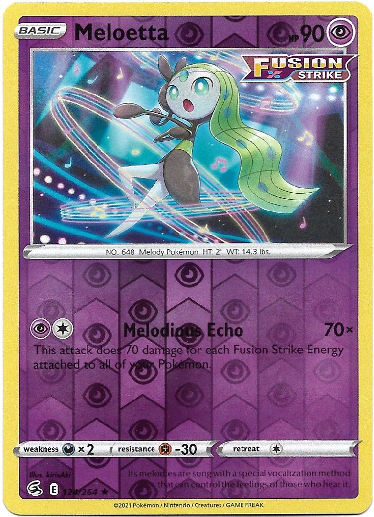 Meloetta Pokemon Fusion Strike Reverse Foil Trading Card 124/264