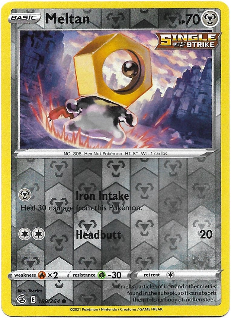 Meltan Pokemon Fusion Strike Reverse Foil Trading Card 188/264