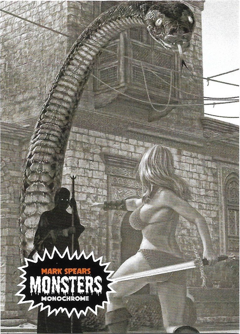 The Snake Men 2022 Mark Spears Monsters Halloween Edition Monochrome /199 #75 Trading Card