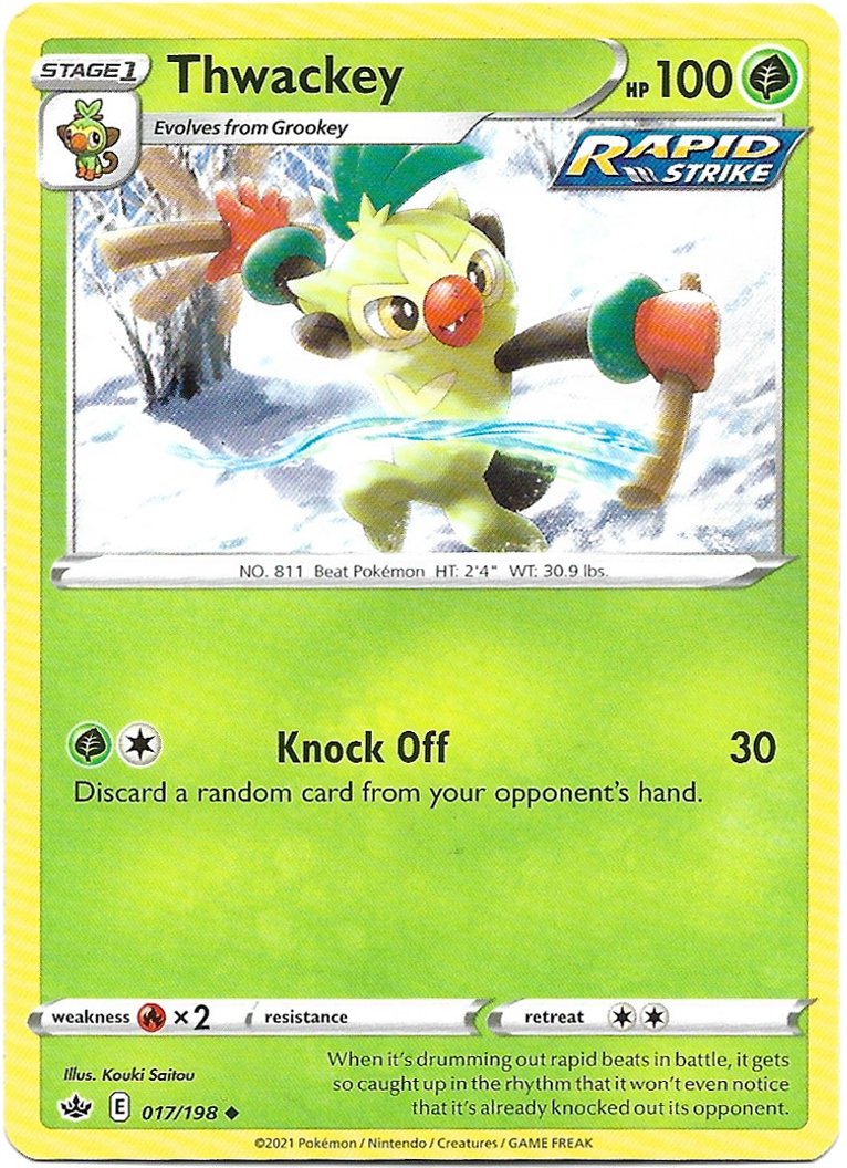 Thwackey Pokemon Sword & Shield Chilling Reign Trading Card 017/198
