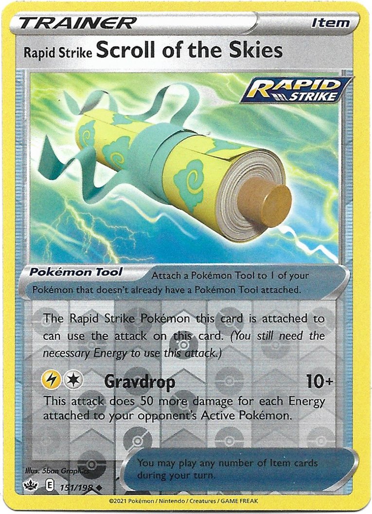 Trainer Rapid Strike Scroll of the Skies Pokemon Chilling Reign Reverse Foil Trading Card 151/198