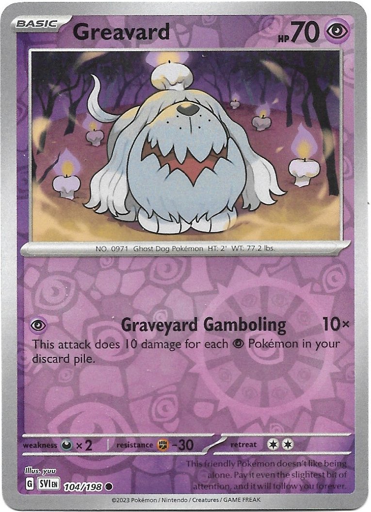 Greavard Pokemon Scarlet & Violet Reverse Holo Foil Trading Card 105/198