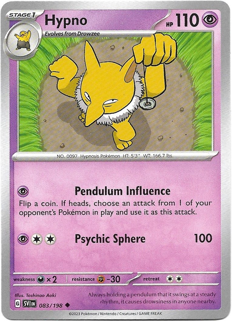 Hypno Pokemon Scarlet & Violet Trading Card 083/198