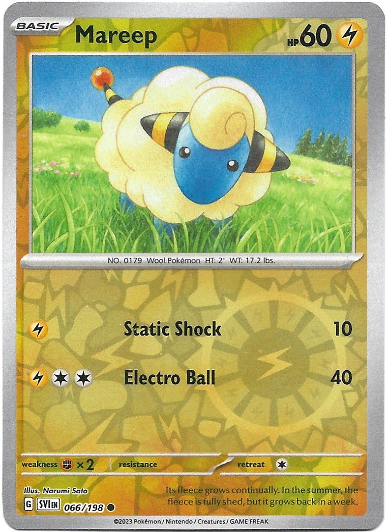 Mareep Pokemon Scarlet & Violet Reverse Holo Foil Trading Card 066/198