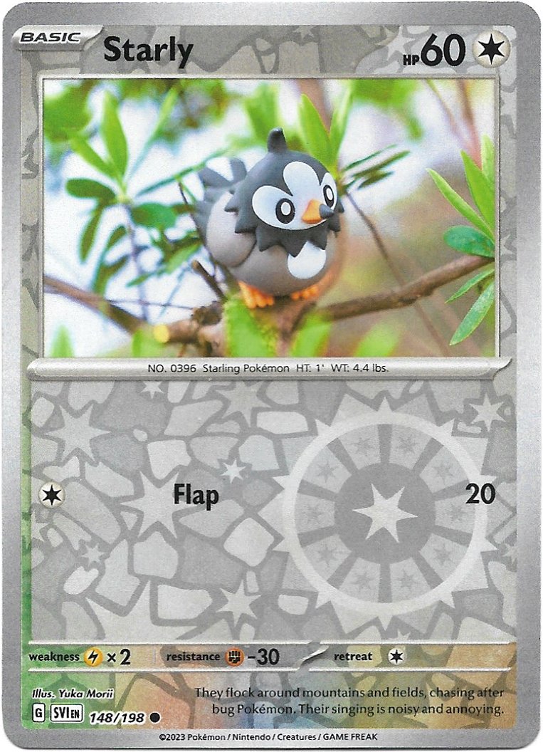 Starly Pokemon Scarlet & Violet Reverse Holo Foil Trading Card 148/198