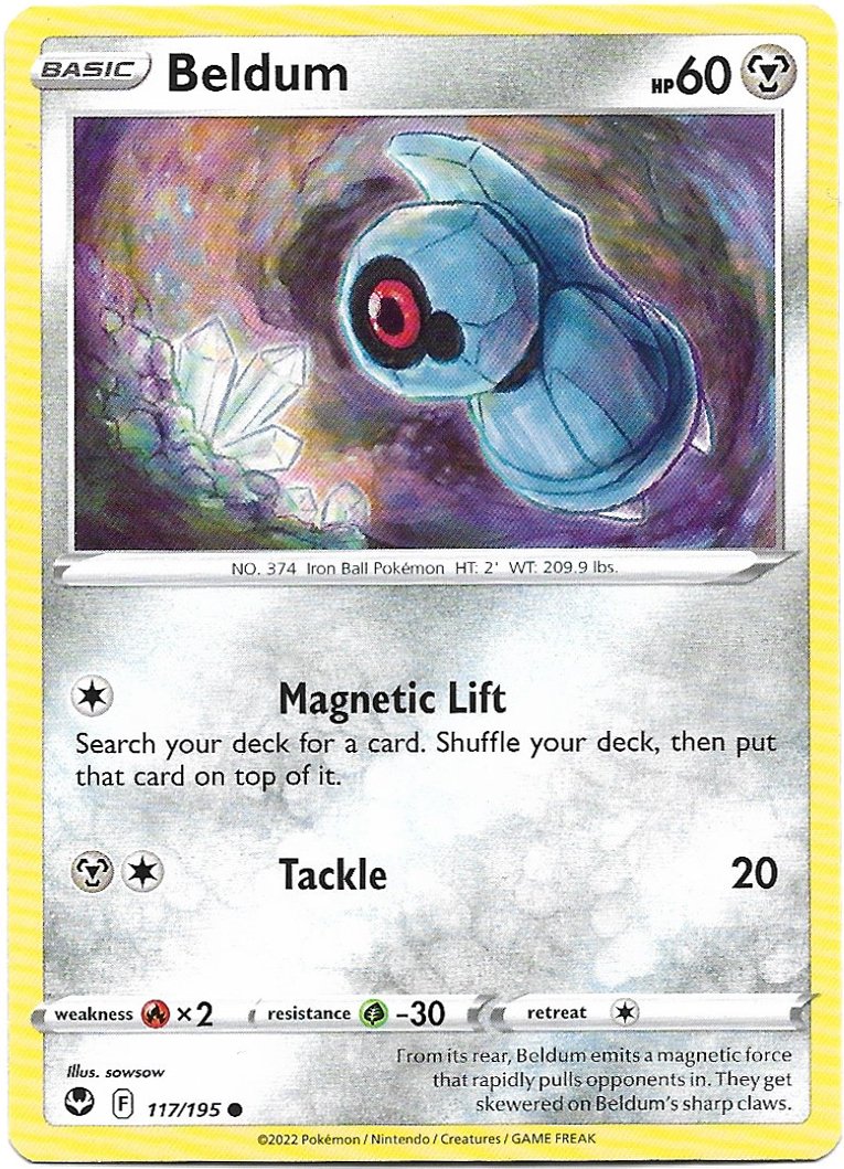Beldum Pokemon Silver Tempest Trading Card 117/195