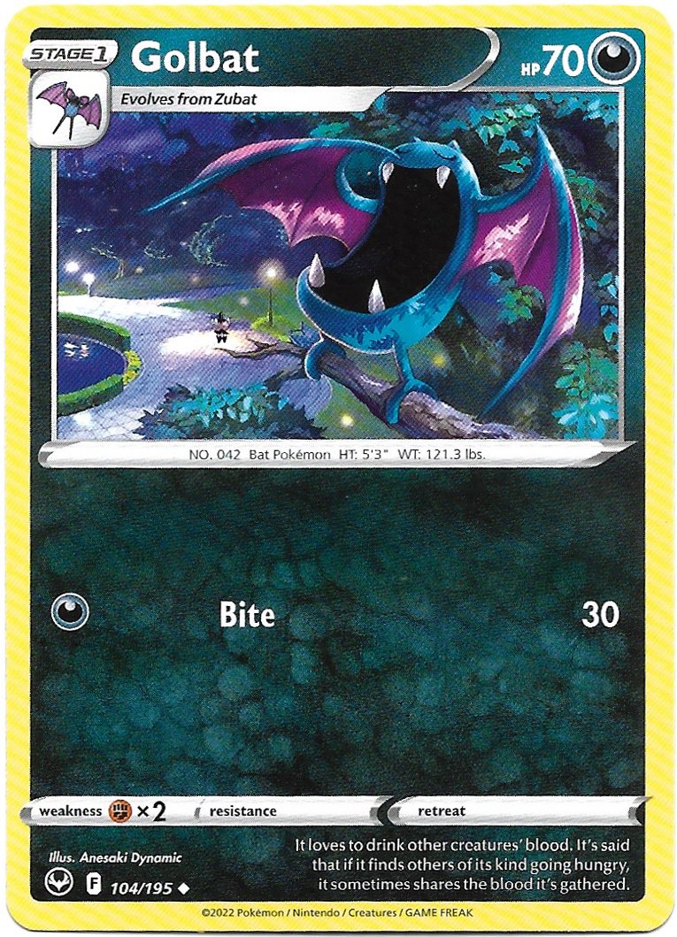 Golbat Pokemon Silver Tempest Trading Card 104/195