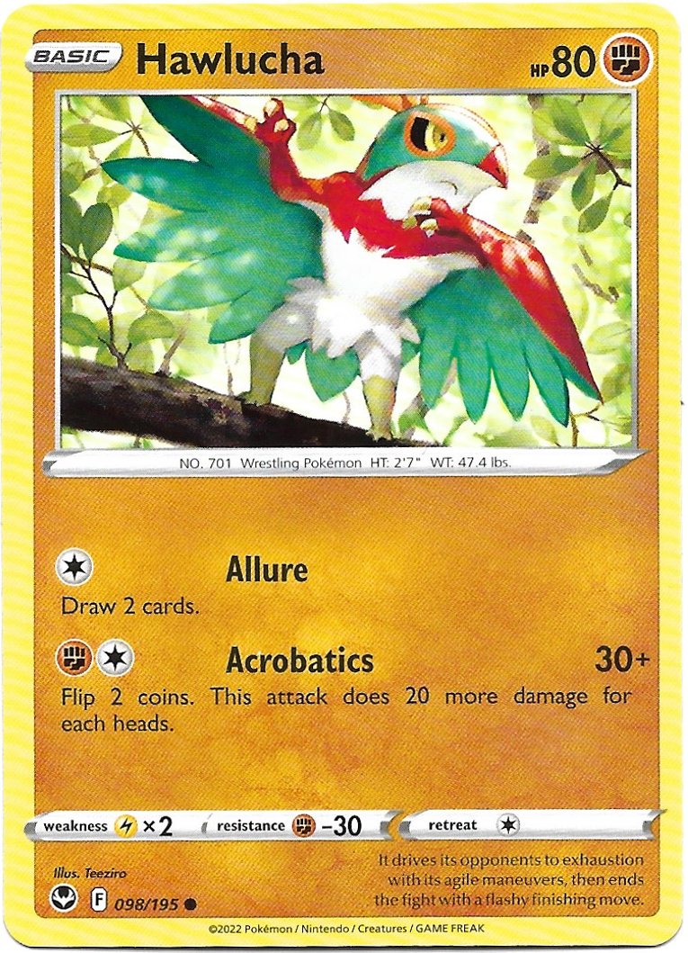 Hawlucha Pokemon Silver Tempest Trading Card 098/195