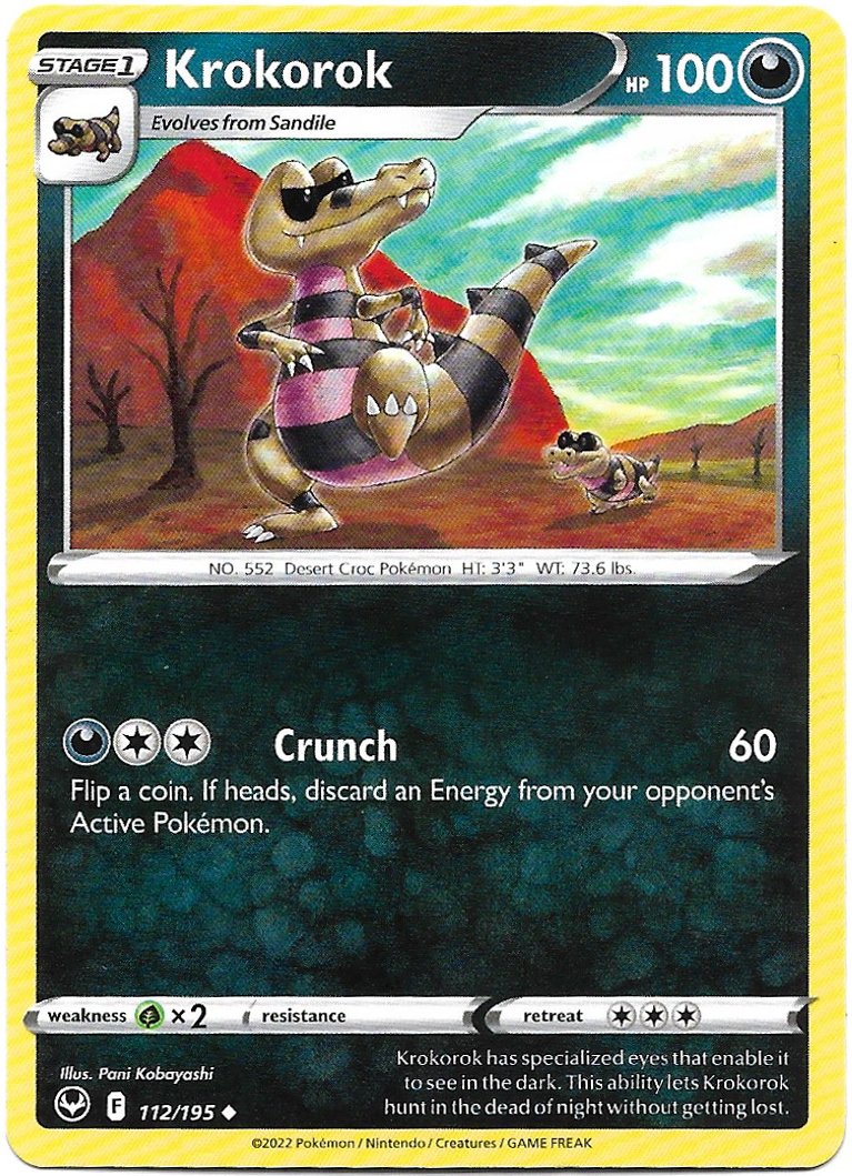Krokorok Pokemon Silver Tempest Trading Card 112/195