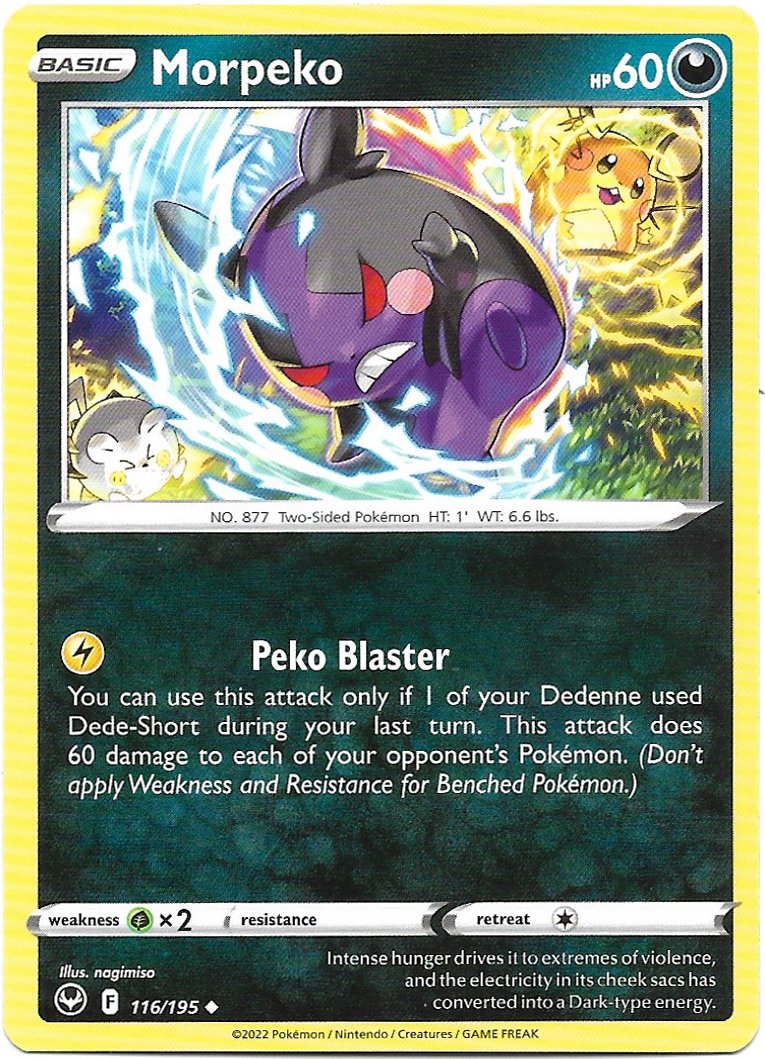Morpeko Pokemon Silver Tempest Trading Card 116/195