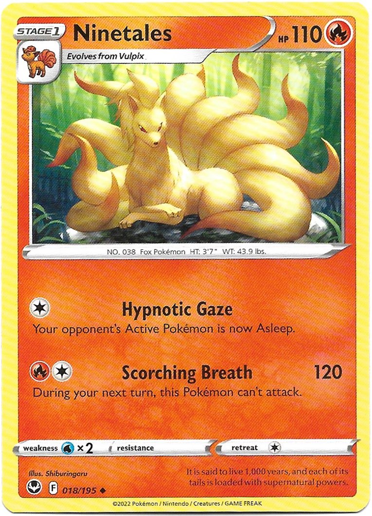 Ninetales Pokemon Silver Tempest Trading Card 018/195