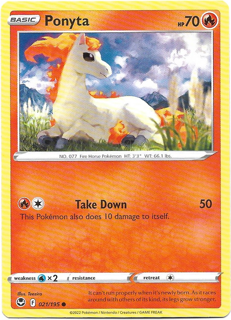 Ponyta Pokemon Silver Tempest Trading Card 021/195