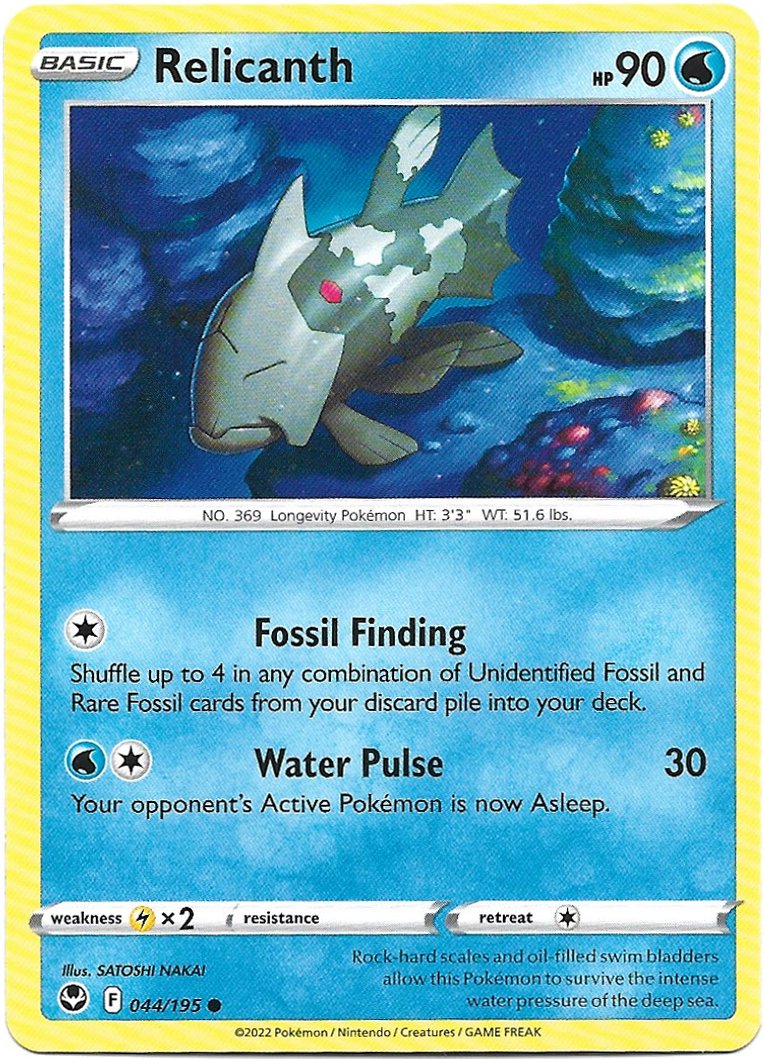 Relicanth Pokemon Silver Tempest Trading Card 044/195