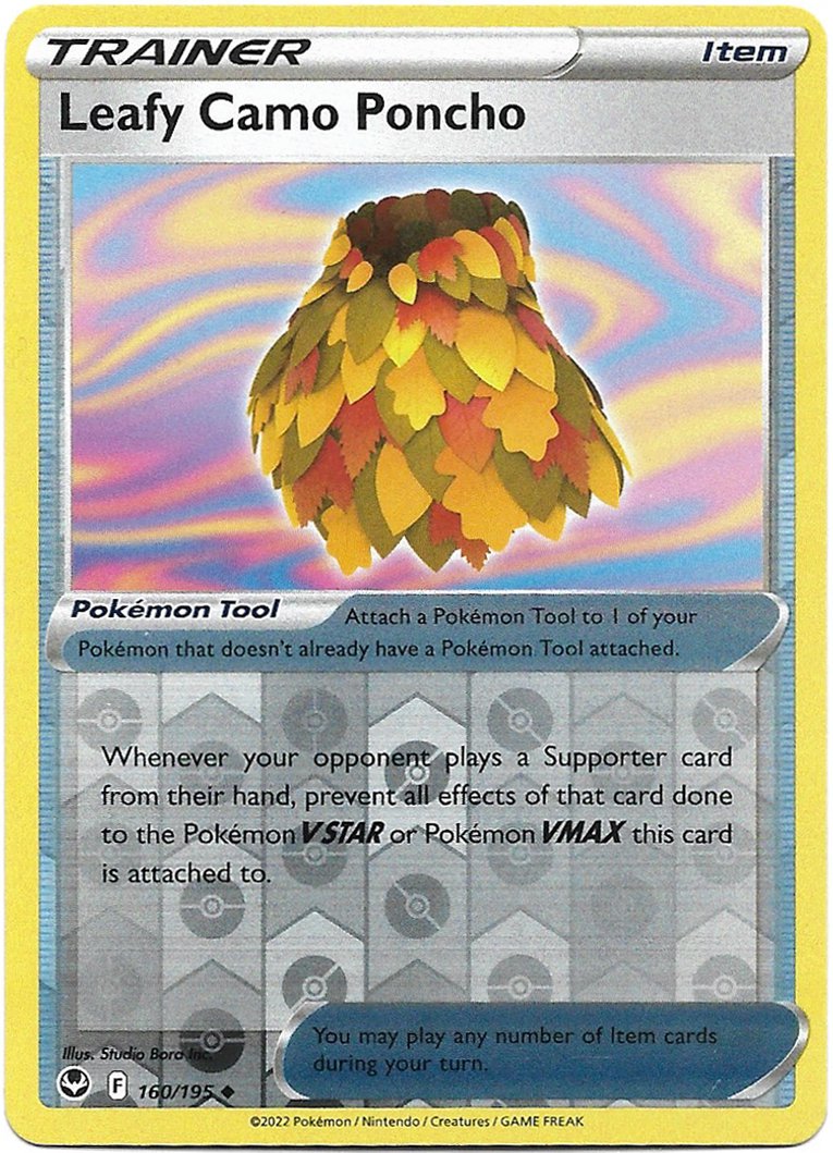 Trainer Leafy Camo Pokemon Silver Tempest Reverse Holo Foil Trading Card 160/195