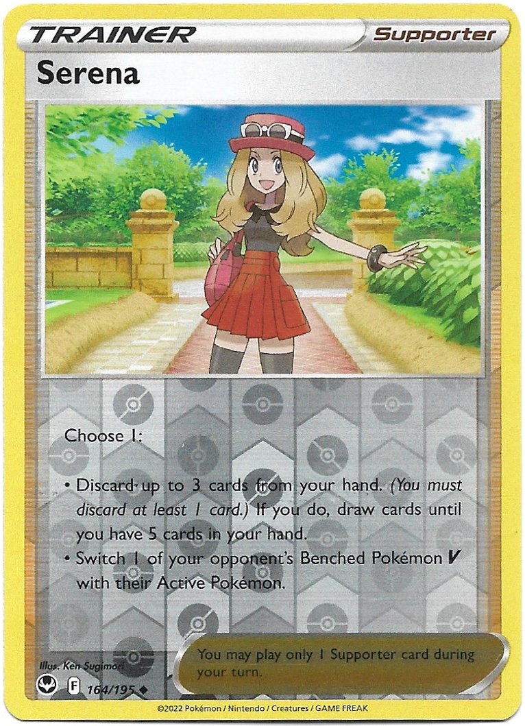 Trainer Serena Pokemon Silver Tempest Reverse Holo Foil Trading Card 164/195