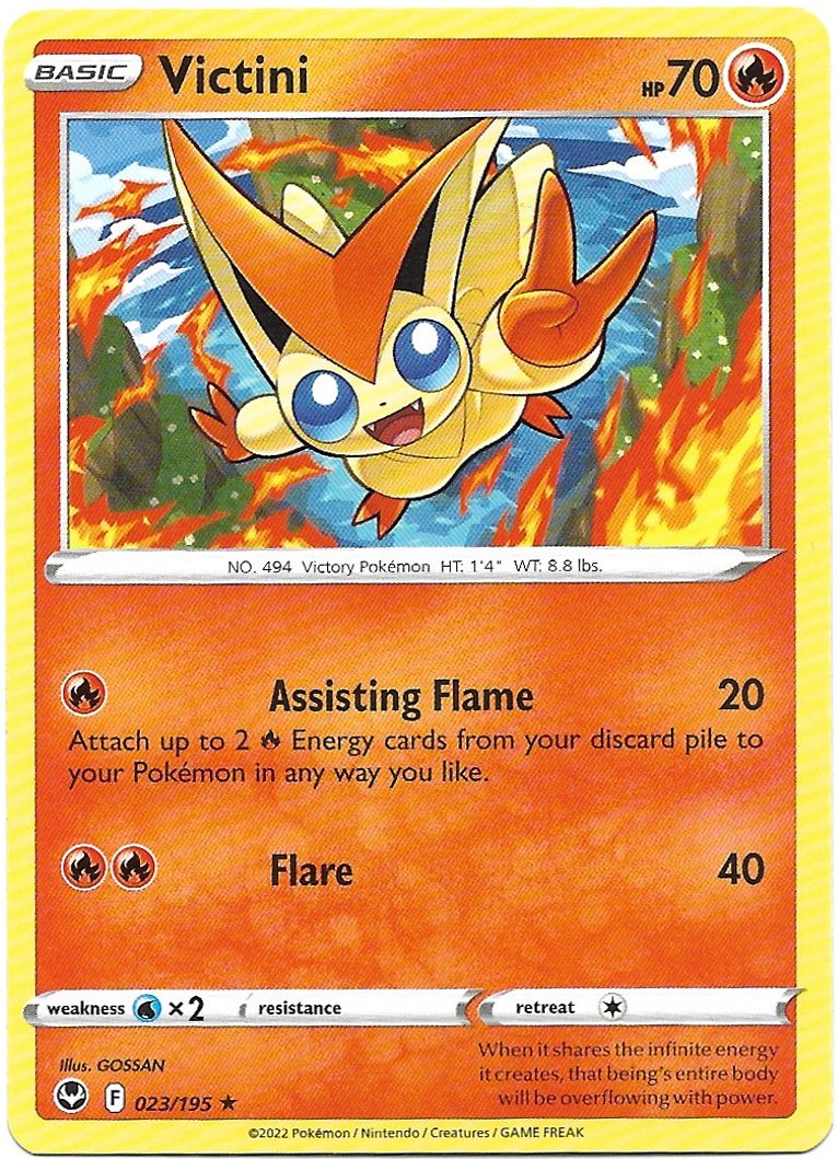 Victini Pokemon Silver Tempest Trading Card 023/195